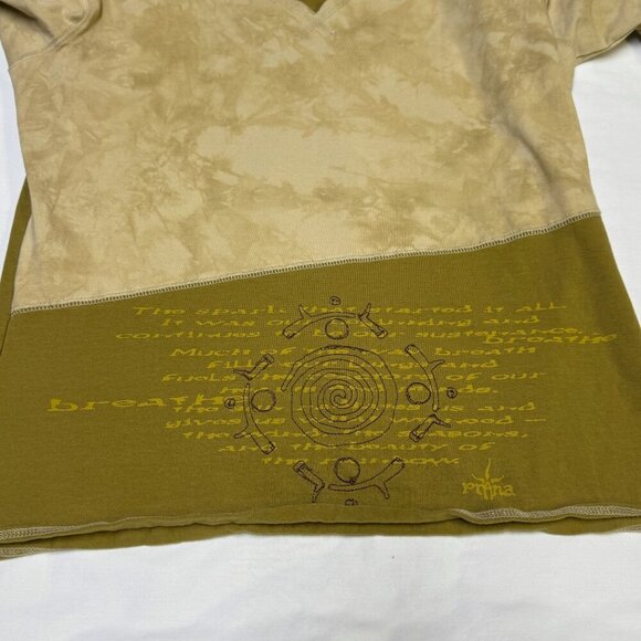 prAna Long-Sleeve V-Neck Women’s Large Olive/Sand Graphic Tee EUC - Picture 4 of 11